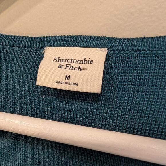 Abercrombie & Fitch Dress Teal Mini Sweater Sweetheart Bodycon Party - Size M - Picture 6 of 8